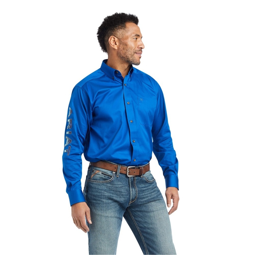 Ariat Men's Royal Blue Casual Button-Down Shirt - Picture 1 of 8